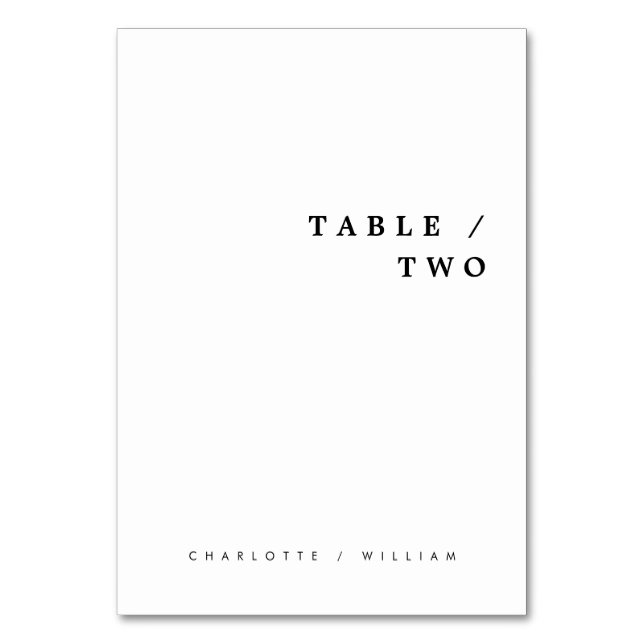 Minimal Modern Chic Typography Wedding Table Number (Front)