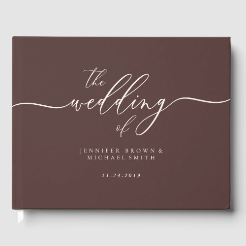 Minimal Modern Chocolate Brown Wedding Guest Book