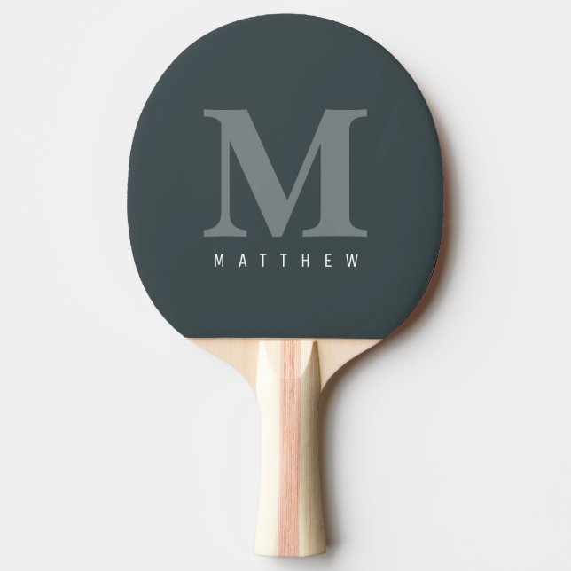 Minimal Modern Classic Monogrammed Green Custom Ping Pong Paddle (Front)