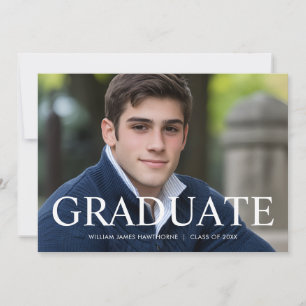 Minimal Modern Classic Photo Graduation   Announcement