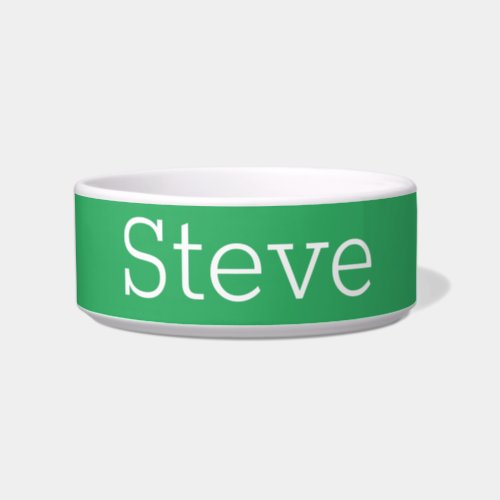 Minimal Modern Classic Solid Color Green Name Pet Bowl