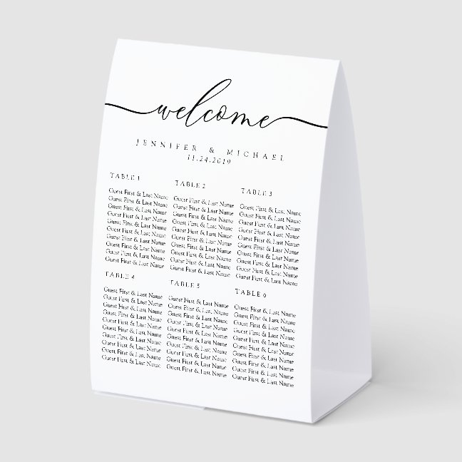 Minimal Modern Clean Simple 12 Table Wedding Paper Table Tent