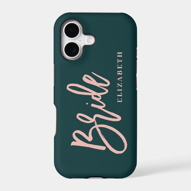 Minimal modern cleanline script text bride wedding iphone case (Back)
