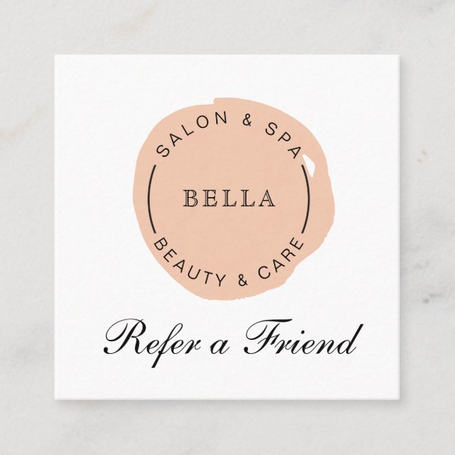 Minimal Modern Coral Salon and Spa Referral Card (Front)