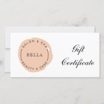 Minimal Modern Coral Salon Spa Gift Certificate