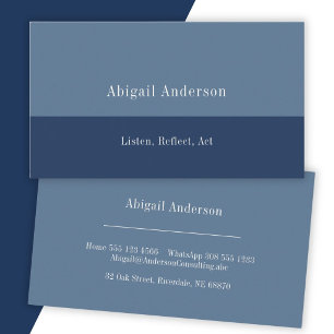 Minimal Modern Counselor Double Blue Business Card