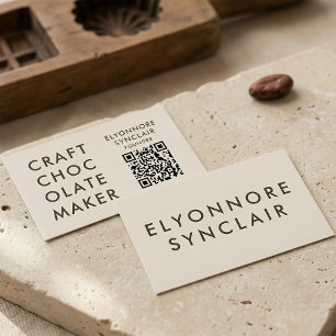 Minimal Modern Craft Chocolate Maker Qr Code Business Card
