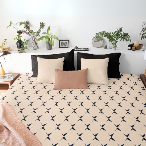 Minimal Modern Cream and Black Geometric Home Duvet Cover