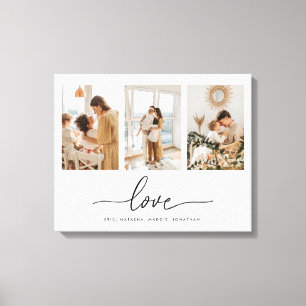 Minimal Modern Custom 3 Photo Collage Family Canvas Print