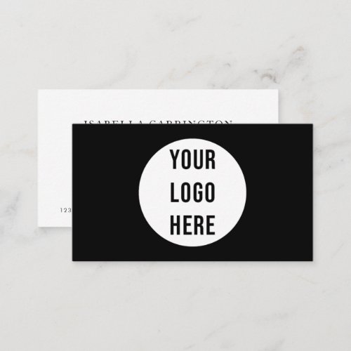 Minimal Modern Custom Logo Black White  Business Card