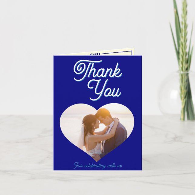 Minimal Modern Custom Photo Wedding Thank You Card (Front)