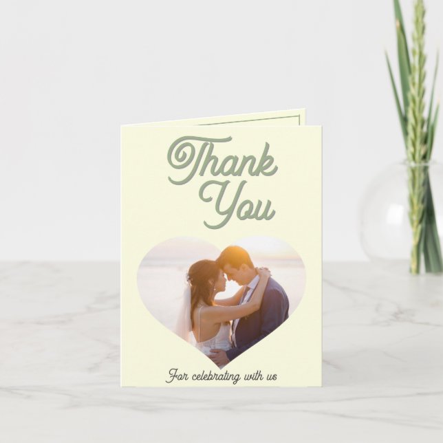 Minimal Modern Custom Photo Wedding Thank You Card (Front)
