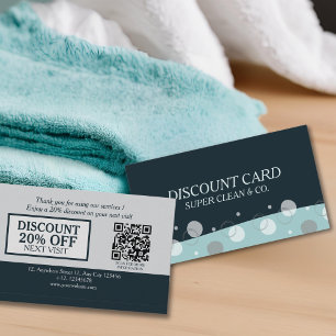 Minimal Modern Dark Blue Cleaning Services  Discount Card