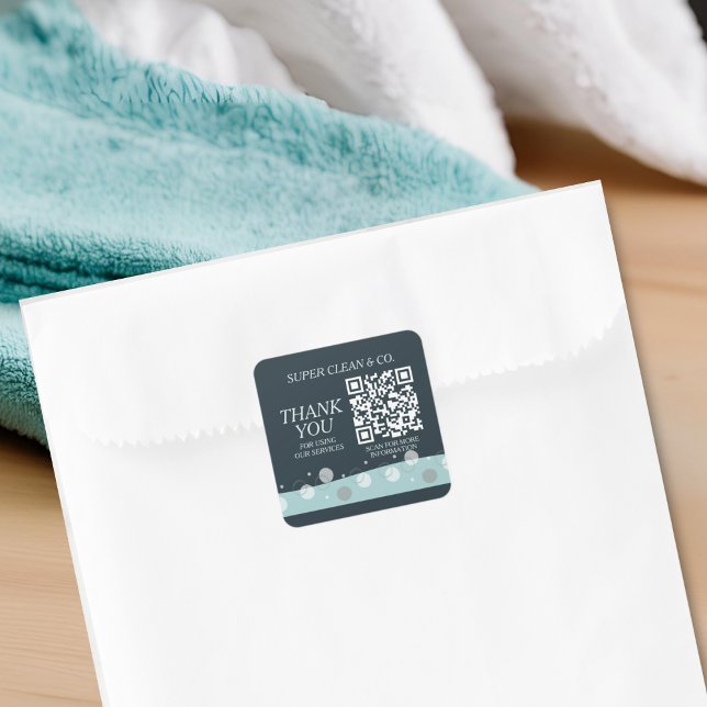 Minimal Modern Dark Blue Cleaning Services  Square Sticker (Creator Uploaded)