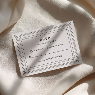 Minimal Modern Deco Wedding Letterpress RSVP Cards