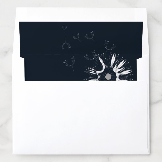 Minimal Modern Delicate Floral Monogram Wedding Envelope Liner (In Envelope)