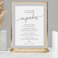 Minimal Modern Dessert Cupcake Menu Wedding Sign