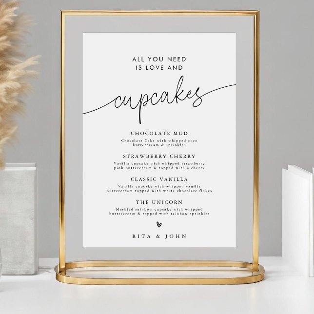 Minimal Modern Dessert Cupcake Menu Wedding Sign (Creator Uploaded)