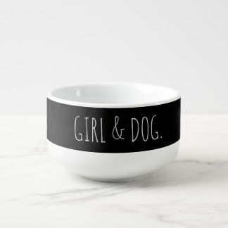 Minimal Modern Dog Girl Gift Soup Mug