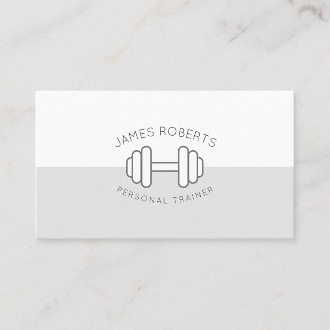 Minimal Modern Dumbbell Personal Trainer Fitness Business Card (Front)