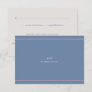 Minimal Modern Dusty Blue & Mauve Meal Selection RSVP Card
