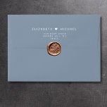 Minimal Modern Dusty Blue Wedding Invitation Envelope<br><div class="desc">Chic and minimal dusty blue envelope for your wedding invitations,  save the dates,  engagement announcements,  couples shower,  thank you cards and other correspondence. Personalize your monogram with your names joined together by a heart and your return address in simple modern white typography.</div>