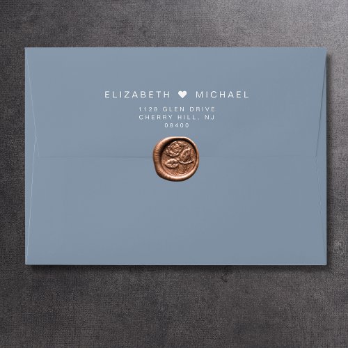 Minimal Modern Dusty Blue Wedding Invitation Envelope