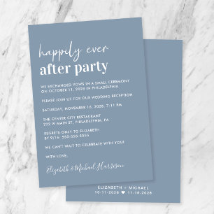 Minimal Modern Dusty Blue Wedding Reception Invitation