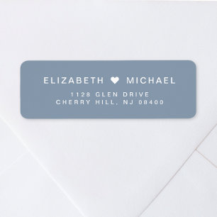 Minimal Modern Dusty Blue Wedding Return Address Label