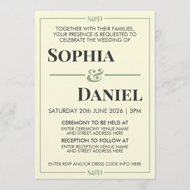 Minimal Modern Editable Wedding Invitation (Front)