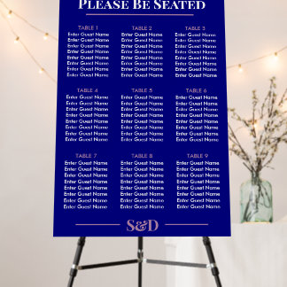 Minimal Modern Editable Wedding Seating Chart Sign