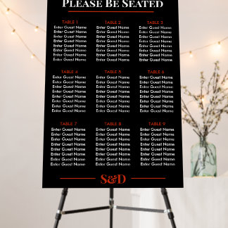Minimal Modern Editable Wedding Seating Chart Sign