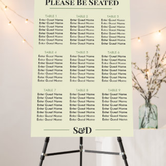 Minimal Modern Editable Wedding Seating Chart Sign