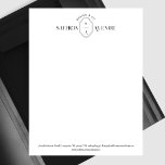 Minimal Modern Elegant Custom Logo Monogram Crest Letterhead<br><div class="desc">Timeless,  classic,  and elegant custom monogram letterhead with a modern minimal aesthetic modern black and white. Simple elegant monogram crest with simple typography arranged in a modern layout. **All colors can be changed to suit your brand style. Design by ModnMuseCo</div>