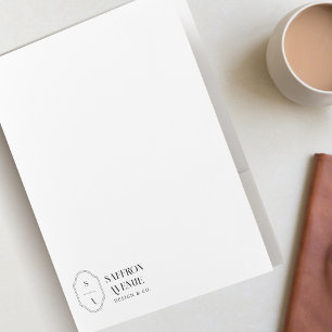 Minimal Modern Elegant Custom Logo Monogram Crest Pocket Folder