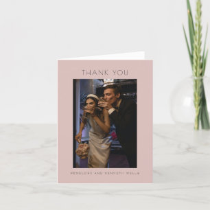 Minimal Modern Elegant Dusty Blush Wedding Custom Thank You Card