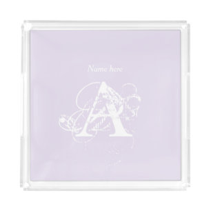 Minimal Modern Elegant Lavender Monogram Template Acrylic Tray