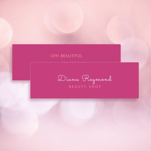 minimal modern elegant plain beauty pink feminine mini business card