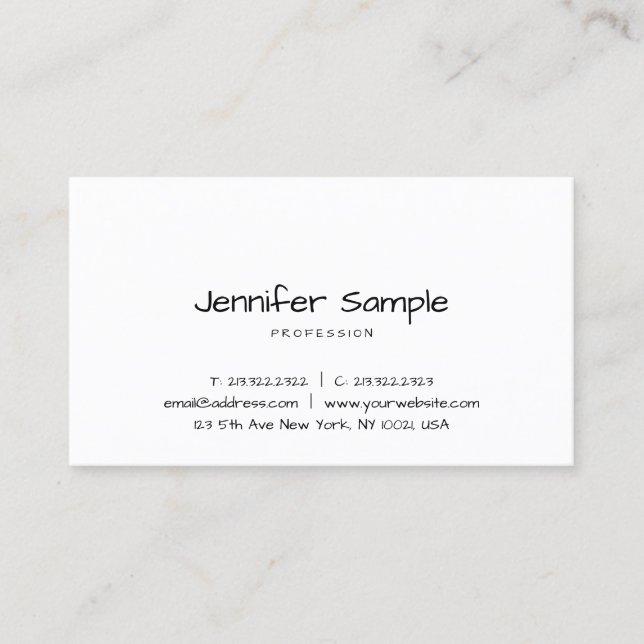 Minimal Modern Elegant Template Hand Script Text Business Card (Front)