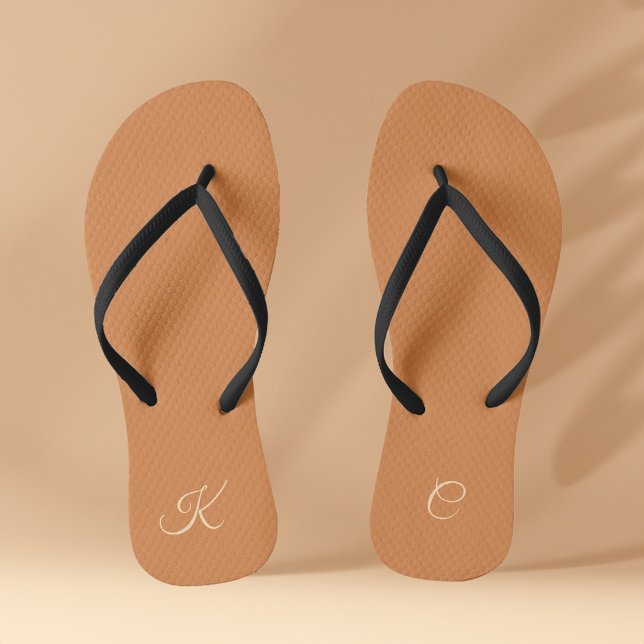 Minimal Modern Elegant Terracotta Simple Monogram Flip Flops (Minimal Modern Elegant Terracotta Simple Monogram Flip Flops)