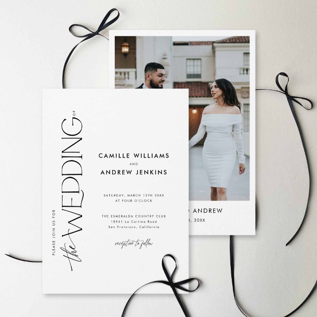 Minimal Modern Elegant Wedding Photo Invitation (Elegant Minimal Photo Wedding Invitation)