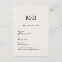 Minimal Modern Elopement Wedding Details Card