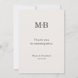 Minimal Modern Elopement Wedding Thank You Card