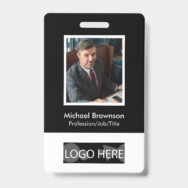 Minimal Modern Employee Qr Barcode Photo Badge