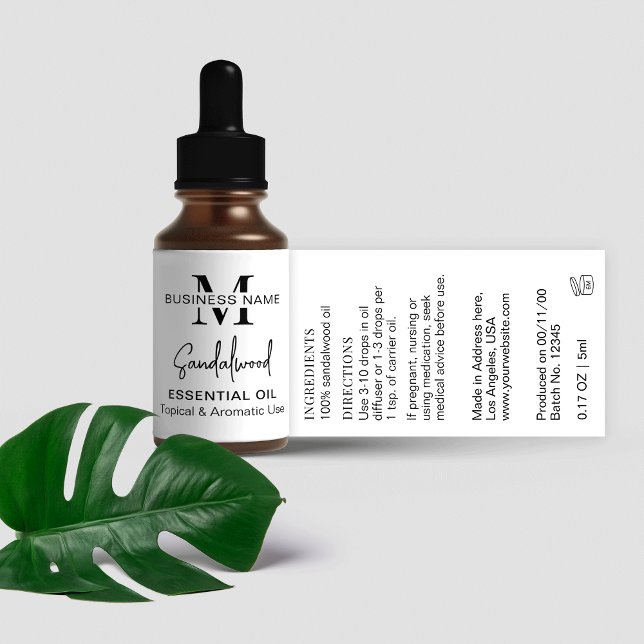 Minimal Modern Essential Oil Dropper Bottle Label (Super simple, yet elegant labels for small dropper bottles.)