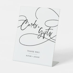 Minimal Modern Fancy Script "Card + Gifts" Wedding Pedestal Sign