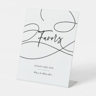 Minimal Modern Fancy Script "Favors" Wedding Pedestal Sign