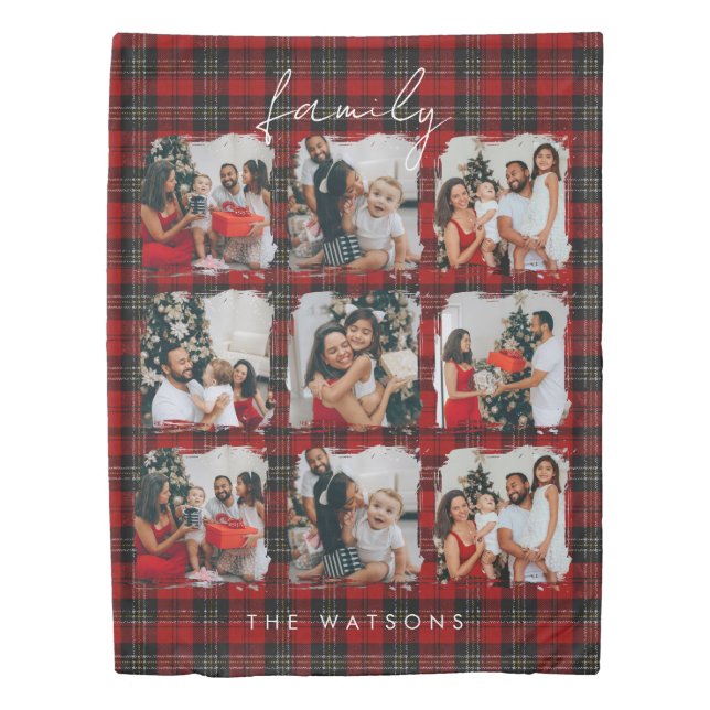 Minimal Modern Festive Rustic Family Photos Duvet Cover (Front)