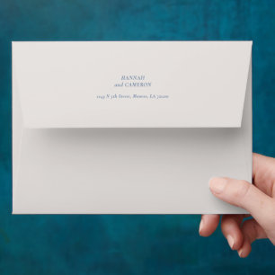 Minimal Modern Floral Dusty Blue & Ivory Wedding Envelope
