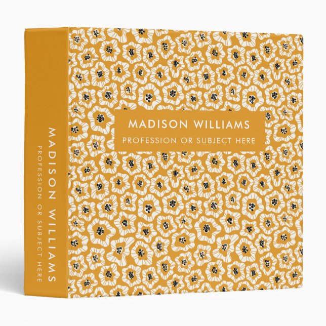 Minimal Modern Flowers Professional 3 Ring Binder (Front/Spine)